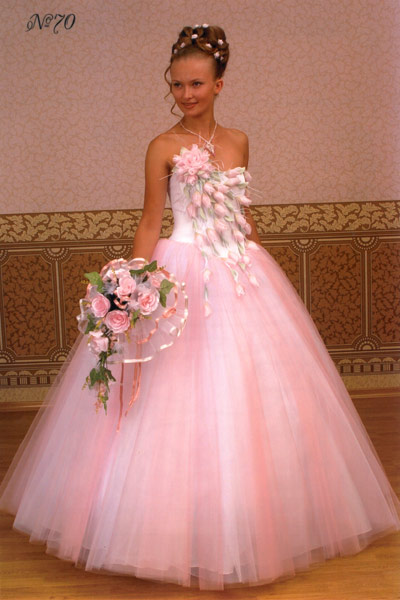 розовые свадебные платья фото